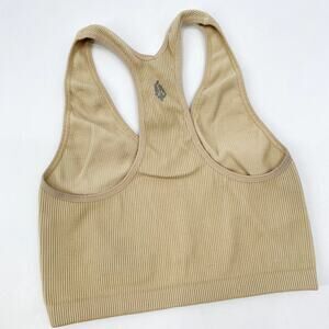 Free people Movement Cream Tan Ribbed Crop Top